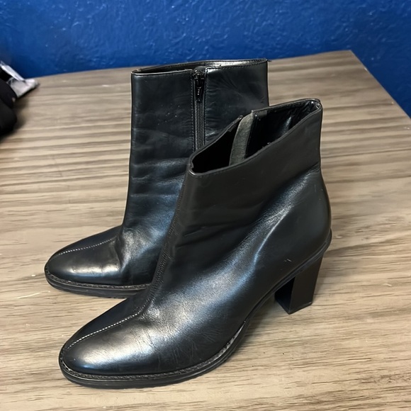 COLIN STUART BLACK LEATHER ANKLE BOOTS 7.5 - Picture 1 of 16
